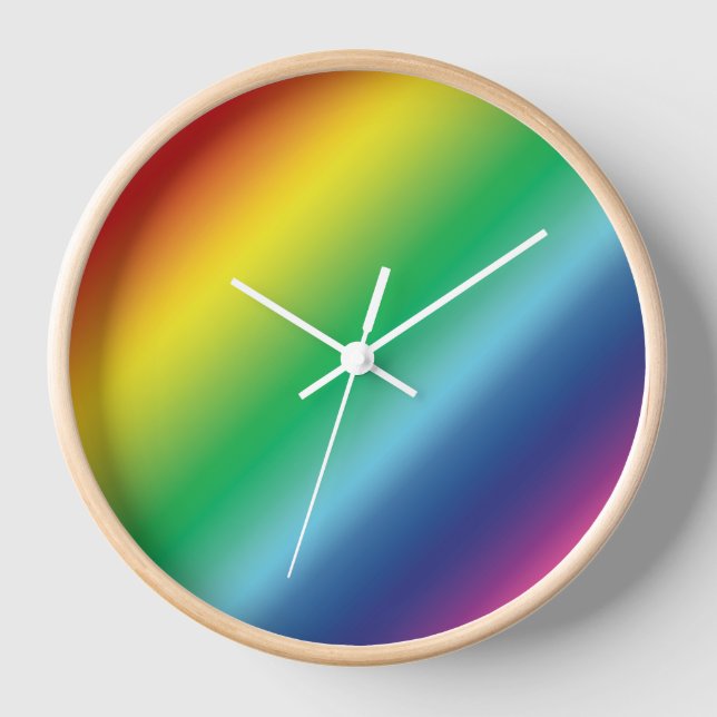 Horloge Fierté lgbtq couleurs arc-en-ciel motif 24h (Recto)