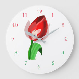 Horloge fille tulipe - Couleurs personnalisées