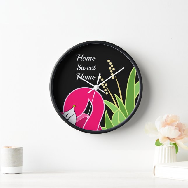 Horloge Flamant rose personnalisé (Maison)