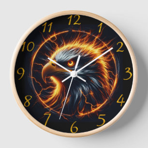 Horloge Flammes d'aigle de la liberté