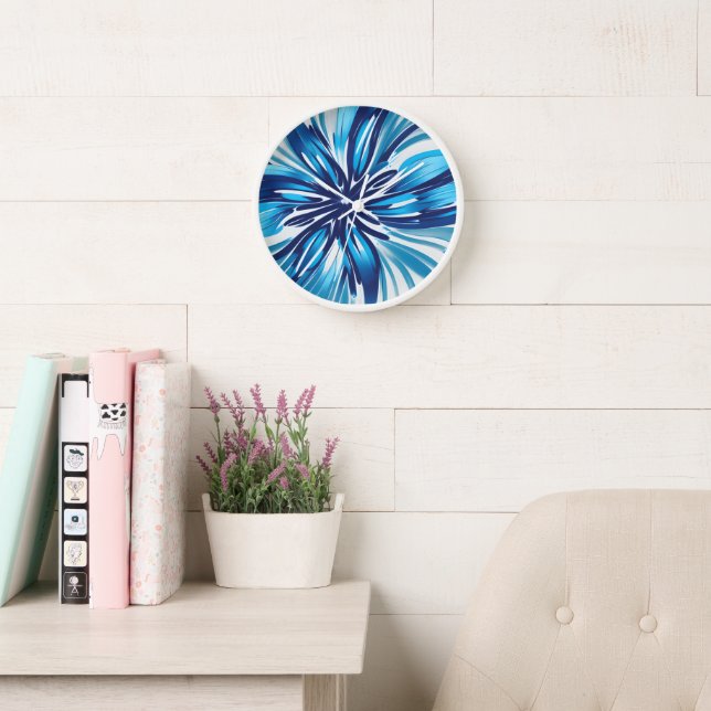 Horloge Fleur bleue Abstraite Art déco (Salle de lecture)