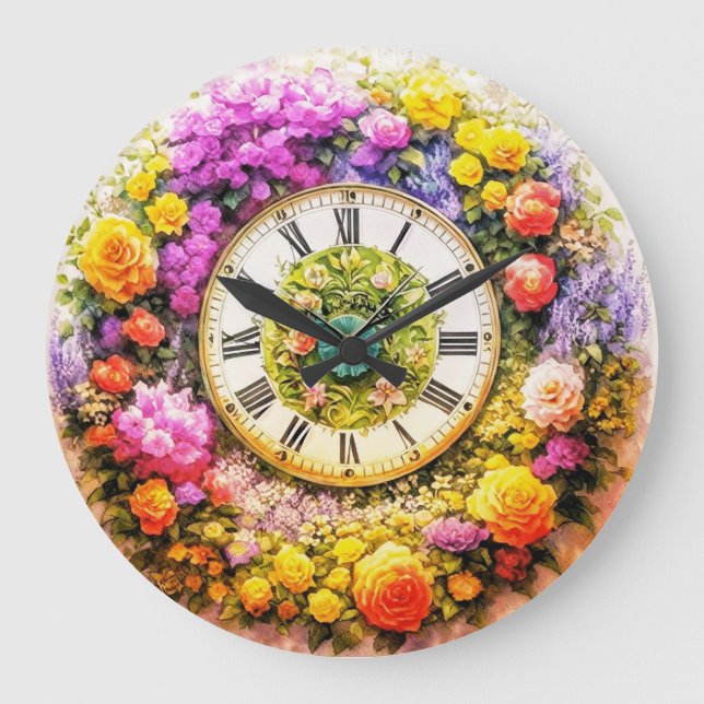 Horloge Fleur - Décor Floral Art Mur (Recto)
