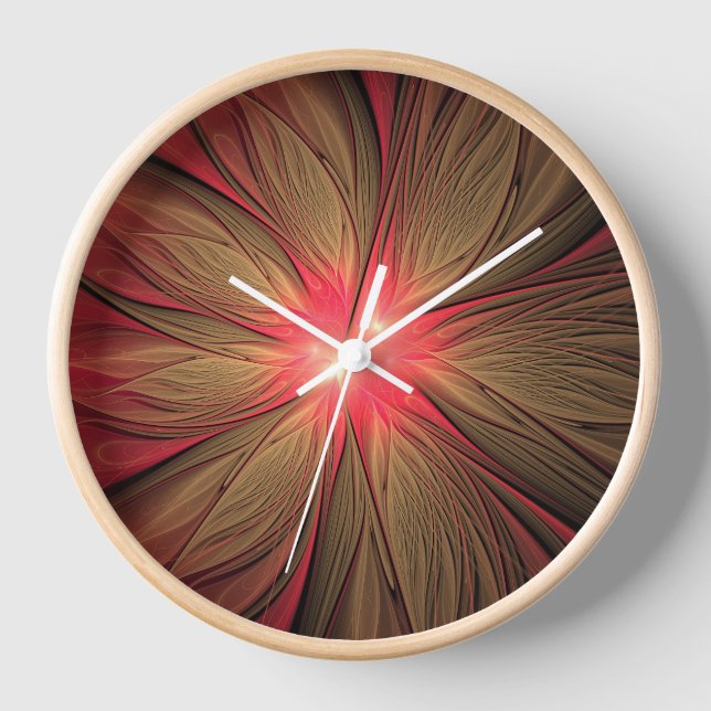 Horloge Fleur fractale de fansy rouge (Recto)