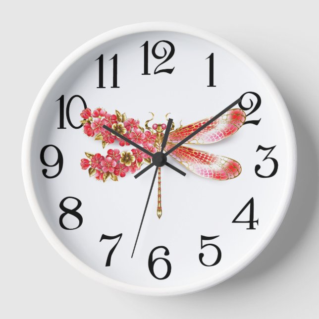 Horloge Fleur libellule avec sakura bijoux (Recto)