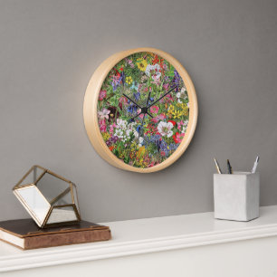 Horloge Fleur sauvage de la nature en fleurs botaniques