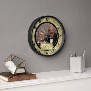 Horloge Fleurir Or Noir Photo Anniversaire de Mariage 50 a