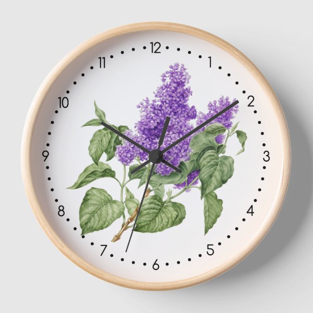 Horloge Fleuron vert violet Lilac Botanique (Recto)