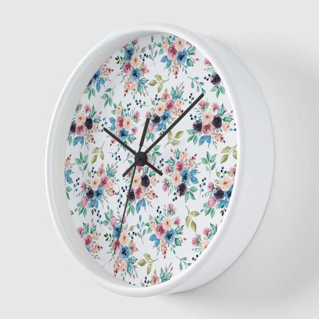 Horloge Fleurs de printemps colorées motif (Angle)