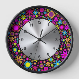 Horloge Fleurs Psychédéliques Vibrantes en Fleur-67566