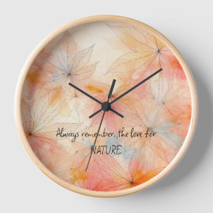 Horloge florale 1 Mur, Cadre rond en bois naturel 