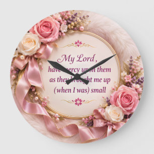 Horloge florale crème élégante avec doua islamique