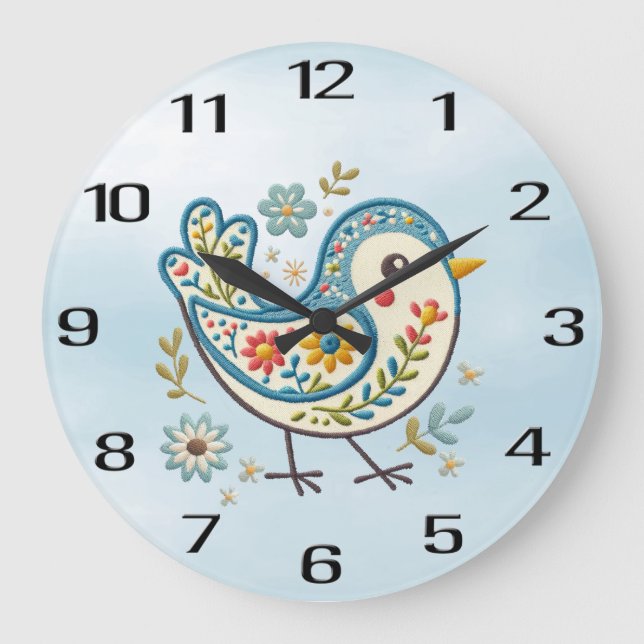 Horloge florale d'oiseaux bleus (Recto)