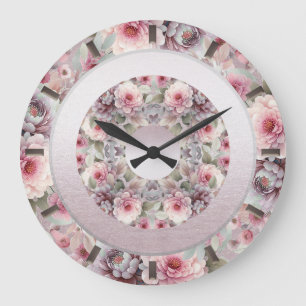 Horloge florale rose moderne