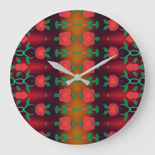 Horloge Florale Rouge Avec Noir (Recto)