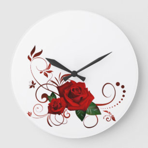 Horloge florale rouge Rose