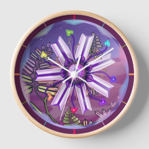 Horloge flower in the desert Round Clock