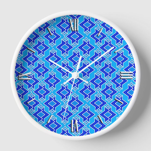 Horloge Fond d'écran Art déco Motif, bleu cérulean (Recto)
