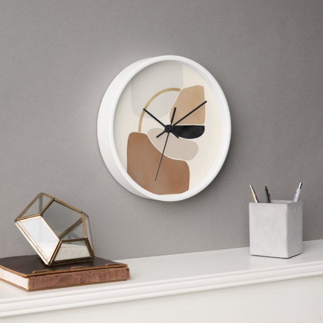 Horloge Formes Abstraites neutres | Art Moderne Minimal (Bureau)