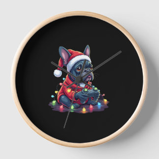 Horloge French Bulldog Video Game Controller Light Snow Sa