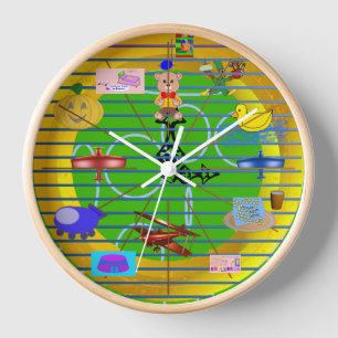 Horloge Fun Festif Blue Red Aviation Plane sur des anneaux