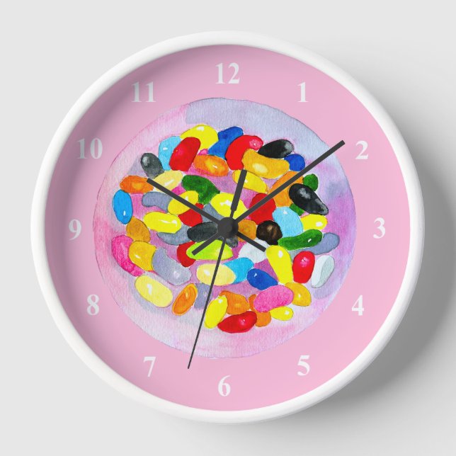 Horloge Fun gelée bonbons haricots aquarelle (Recto)