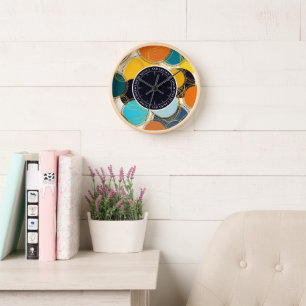 Horloge Fun Retro Colorful Geo Le temps Abstrait est argen