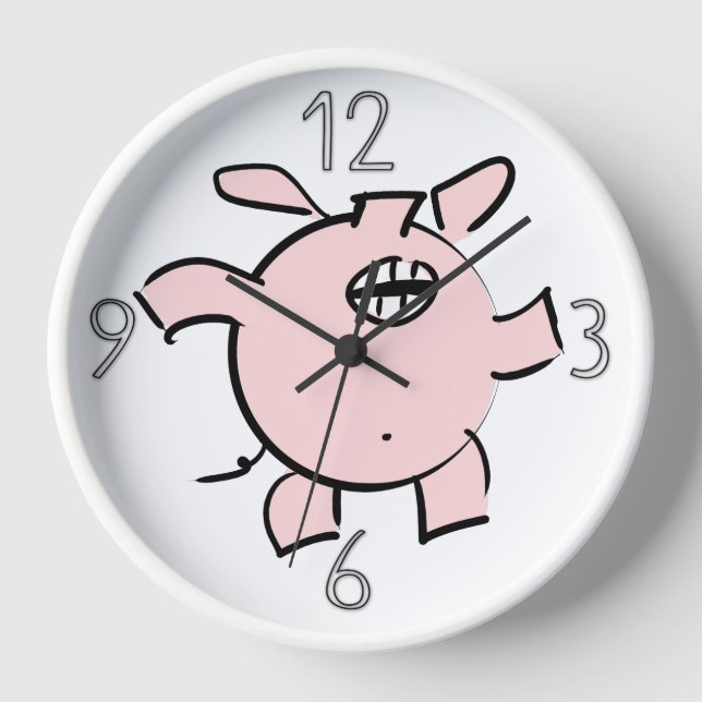 Horloge Funny 5 Dessin Illustration Cochon Année Anniversa (Recto)