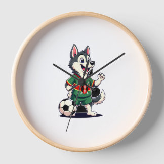 Horloge Funny Dabbing Husky Dog Kenya Football - Kenyan Fl