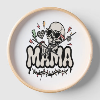 Horloge Funny Halloween Mama Cool Skull
