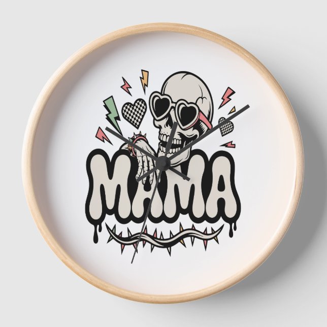 Horloge Funny Halloween Mama Cool Skull (Recto)