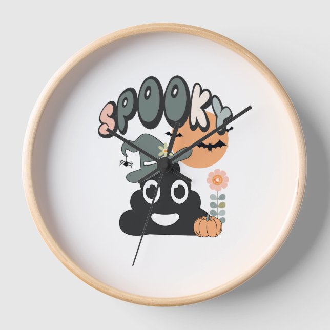 Horloge Funny Humour de salle de bain mignon Rétro Hallowe (Recto)