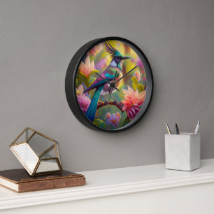 Horloge Geai à tête verte, oiseau de fantaisie