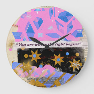Horloge Gemme Lumineuse – Lueur Rose et Or