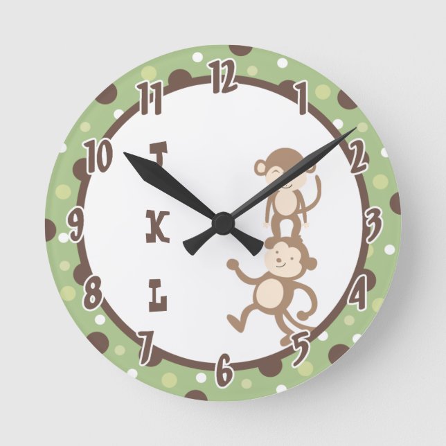 Horloge géniale verte de jungle de danse de singe (Recto)