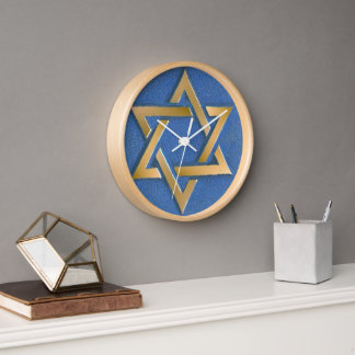 Horloge Gold Blue Star de David Art Panel Cravate ou Lapel