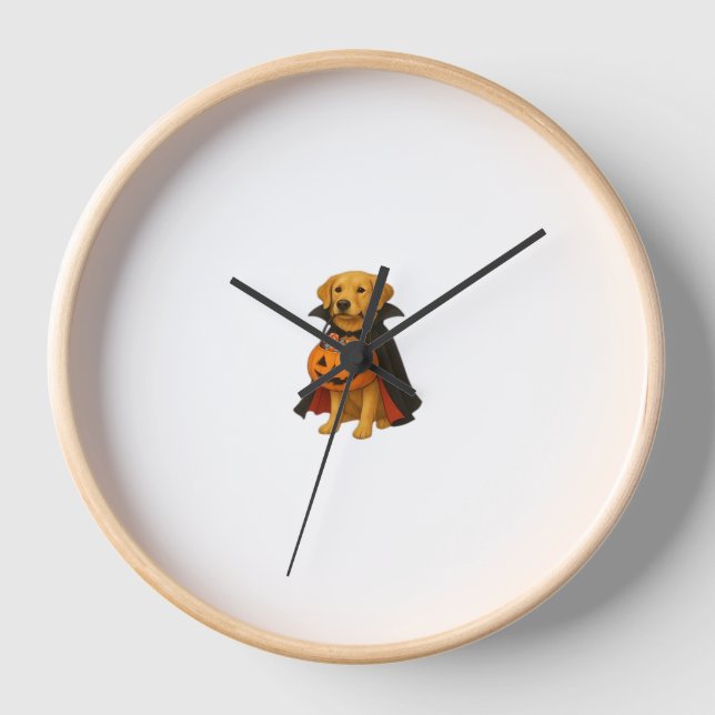 Horloge Golden Retriever Halloween Chien avec bonbon Citro (Recto)