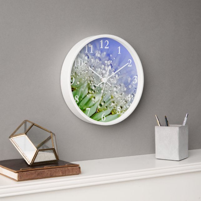 Horloge Graines de Dandelion avec Droplets de Dew (Bureau)