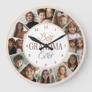 Horloge grande avec 12 photos collage Meilleure gr