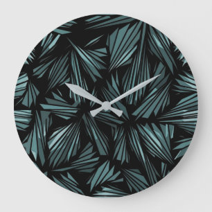 Horloge grande avec motif bleu de verre brisé abst
