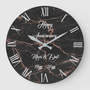 Horloge grande personnalisée en marbre rose noir d