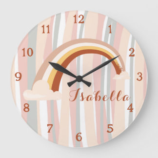 Horloge grande personnalisée pour nurserie bohème