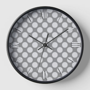 Horloge Grands points rétro - nuances de gris
