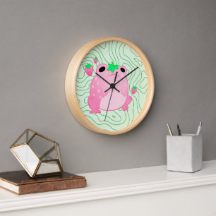Horloge Grenouille à fraise Kawaii