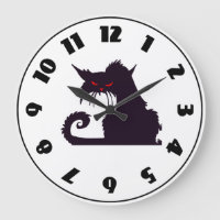 Horloge grincheuse de chat noir