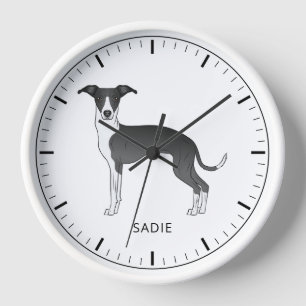 Horloge Gris Italien Noir Et Blanc Avec Texte Personnalisé