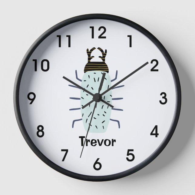Horloge Grosse grosse coccinelle bleue garçon nom de chamb (Recto)