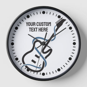 Horloge Guitare stylisée avec texte personnalisé