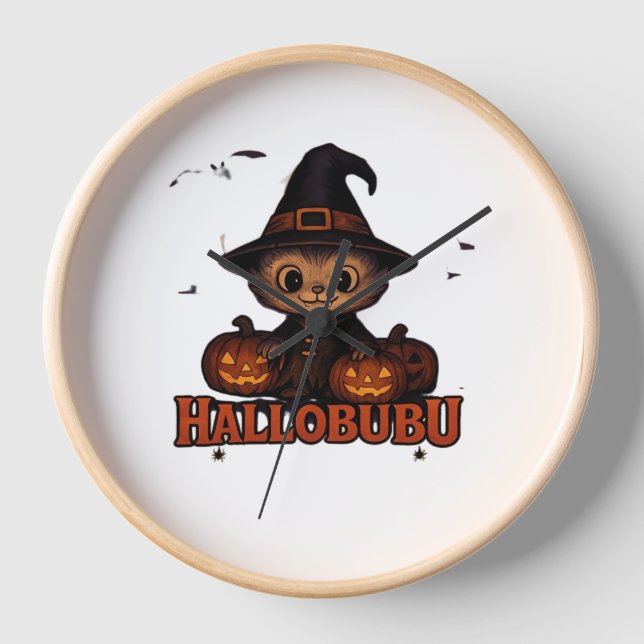 Horloge Hallobubu Halloween mignonne et Éffrayante sorcièr (Recto)