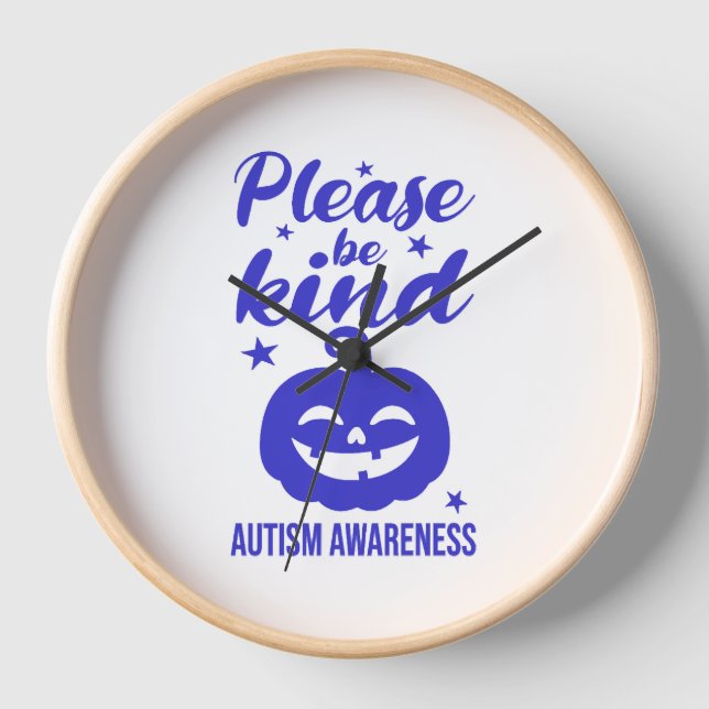 Horloge Halloween Citrouille bleu Autisim sensibilisation (Recto)