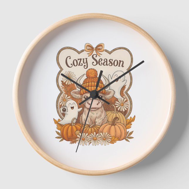 Horloge Halloween citrouille et hippique de la vache (Recto)